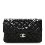 Lambskin Quilted Small Double Flap Black