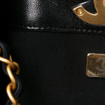 Suede Shiny Lambskin Quilted Large Shopping Bag Beige Black