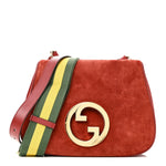 Suede Talco Roxy Calfskin Web Medium Blondie Shoulder Flap Bag Blondie Red