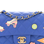 Lambskin Quilted Mini Hollywood Charms Rectangular Flap Blue
