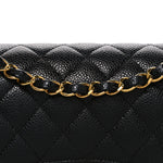 Caviar Quilted Small Double Flap Black