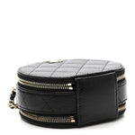 Caviar Quilted Round Handle With Care Vanity With Chain Black
