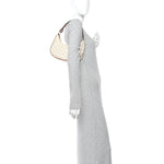 Canvas Calfskin Ava Triomphe Shoulder Bag White