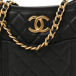 Calfskin Quilted CC Hobo Handbag Black