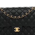 Lambskin Quilted Medium Double Flap Black