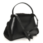 Calfskin Shearling Medium Hug Bag Black