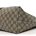 GG Supreme Monogram Textured Calfskin Web Medium Ophidia Shopping Tote Beige Ebony New Acero
