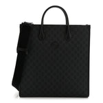 GG Supreme Monogram Azalea Calfskin Web Medium Retro Interlocking G Vertical Tote Bag Black