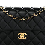 Lambskin Quilted Small Double Flap Black