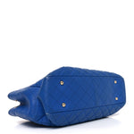 Calfskin Quilted Large CC Shopping Tote Blue