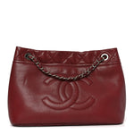 Caviar Quilted Large Timeless CC Soft Tote Dark Red