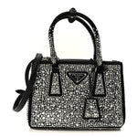 Satin Crystal Mini Galleria Double Zip Tote Metal