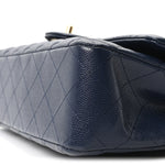 Caviar Quilted Medium Double Flap Navy