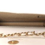 Lambskin Quilted Pearl Crush Clutch With Chain White