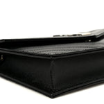 Grain De Poudre Matelasse Chevron Monogram Envelope Chain Wallet Black