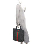 Techno Canvas Web Vertical Tote Black
