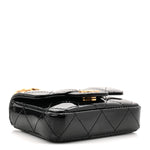 Patent Enamel Quilted Coco Hearts Clutch With Chain Black