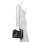 Polished Saddle Calfskin Small Alexia Bag Black