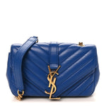 Sheepskin Matelasse Chevron Monogram Classic Baby Chain Bag Blue Majorelle