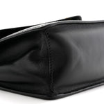 Saffiano Soft Calfskin Metal Triangle Logo Envelope Chain Shoulder Bag Black