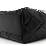 Shiny Calfskin Quilted Fancy Jewel Tote Bag Black