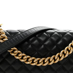 Lambskin Quilted Medium Boy Flap Black