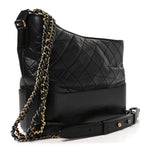 Aged Calfskin Quilted Medium Gabrielle Hobo Black