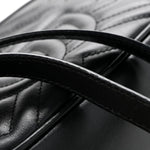 Calfskin Matelasse Mini GG Marmont Chain Shoulder Bag Black