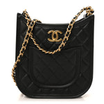 Calfskin Quilted CC Hobo Handbag Black