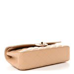Caviar Quilted Medium Double Flap Beige