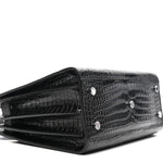 Calfskin Crocodile Embossed Baby Sac De Jour Black