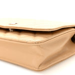 Caviar Quilted Wallet on Chain WOC Beige