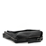 Pebbled Calfskin Rockstud Messenger Black
