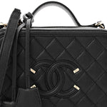 Caviar Quilted Medium CC Filigree Vanity Case Black
