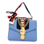 Calfskin Mini Sylvie Chain Shoulder Bag Clear Sky Blue