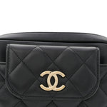 Lambskin Quilted Waist Bag Black