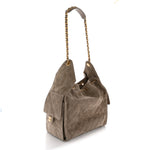 Suede Quilted Medium Chanel 25 Handbag Grey