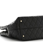 Caviar Quilted Small Shopping Tote  Black