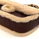 Shearling Lambskin Quilted Mini Furry Coco Flap Beige Dark Brown