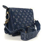 Lambskin Embossed Monogram Coussin PM Denim Blue