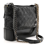 Aged Calfskin Quilted Large Gabrielle Hobo Black