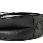 Grained Calfskin Saddle Bag With Strap Black