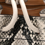 Calfskin Snakeskin Embossed Cinch M Bucket Bag Neutral