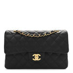 Lambskin Quilted Small Double Flap Black