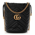 Calfskin Matelasse Mini GG Marmont 2.0 Bucket Bag Black