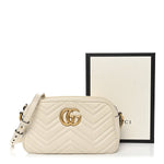 Calfskin Matelasse Small GG Marmont Chain Shoulder Bag White