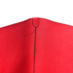 Grainy Calfskin Haymarket Check Medium Reversible Tote Red