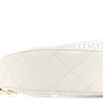 Mesh Shiny Lambskin Chain Hobo White