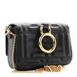 Nappa Matisse FF Embossed Nano Maxi Buckle Baguette Charm Black
