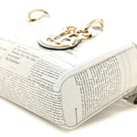 Calfskin Newspaper Printed Small Lady D-Joy Black White